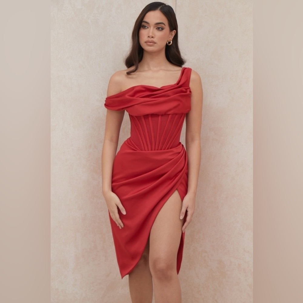 House of CB Lulu Corset One Shoulder Midi Dress